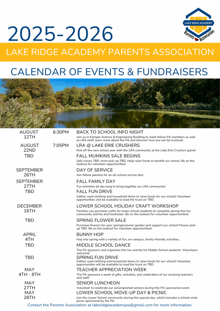 2025 2026 Calendar At A Glance LRA Parents Association