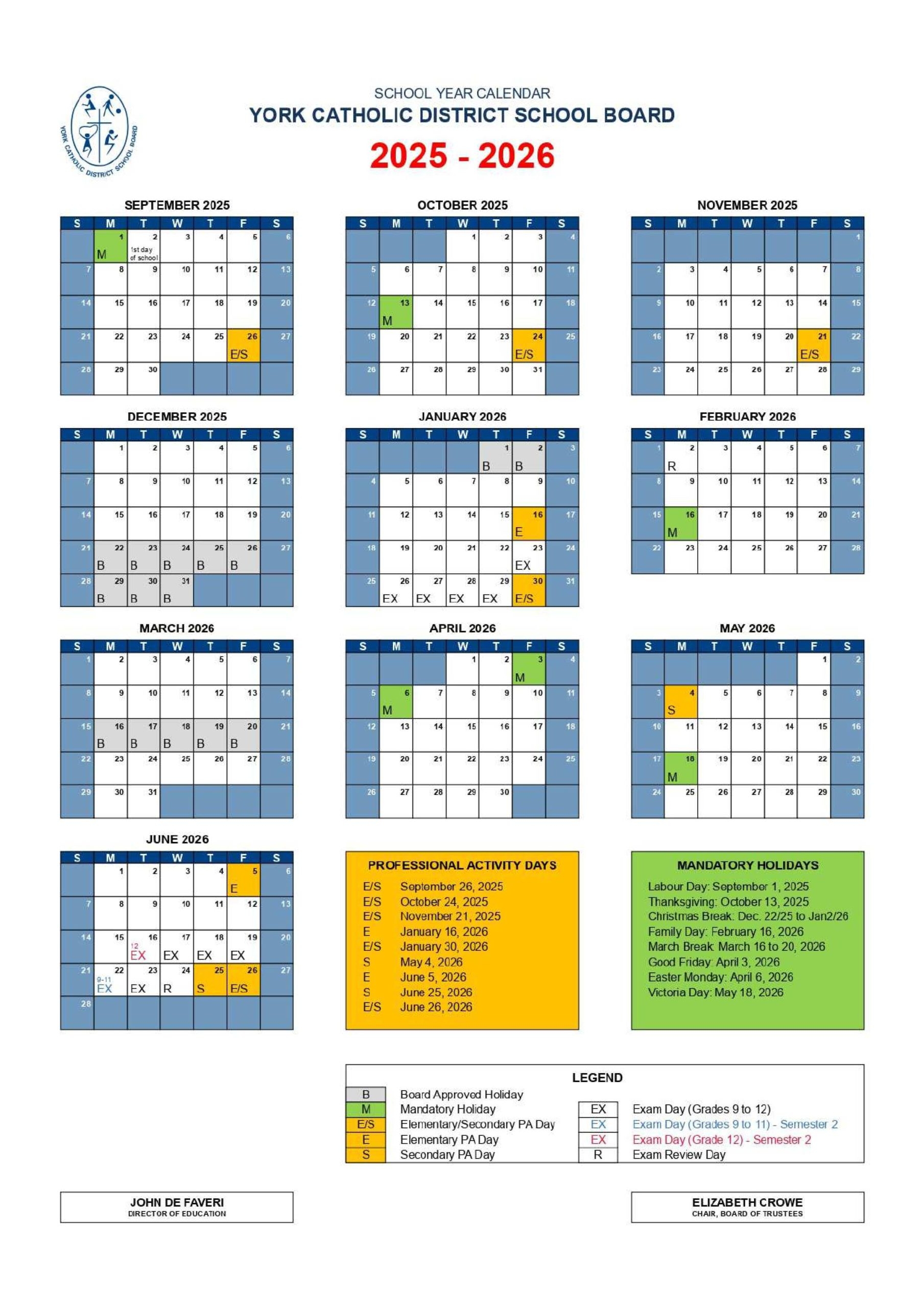 2025 2026 School Calendar St Maximilian Kolbe Catholic High School