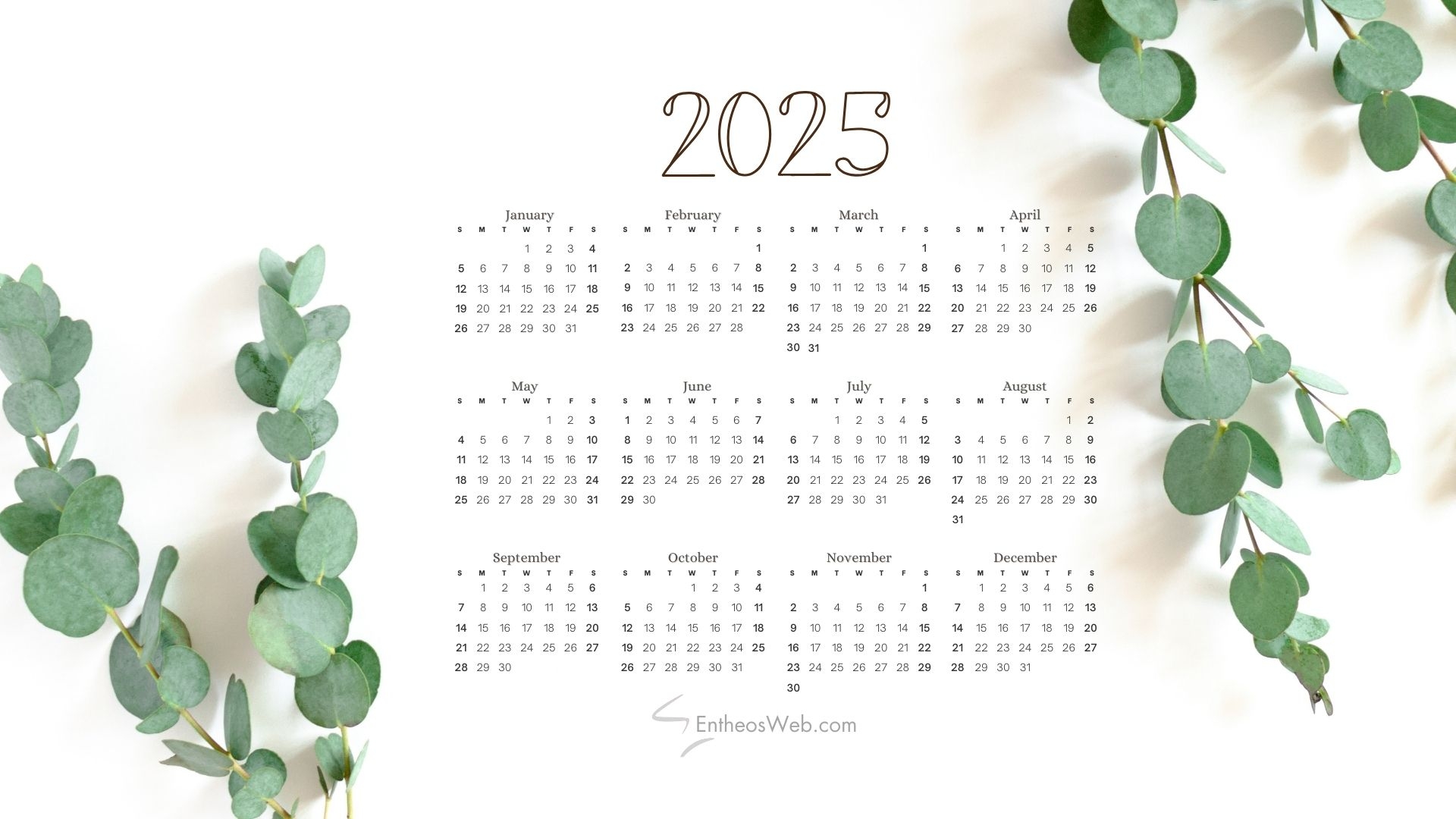 2025 Calendar Desktop Wallpaper And PDF Printables EntheosWeb