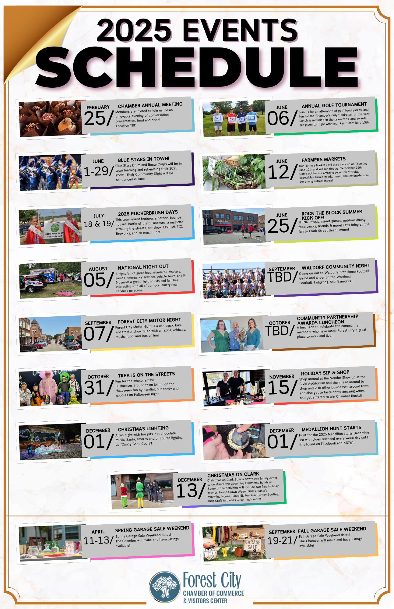 2025 Chamber Event Schedule Forest City Iowa