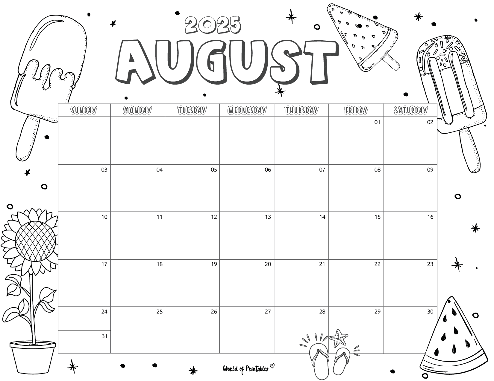2025 Coloring Calendar Free Printables World Of Printables