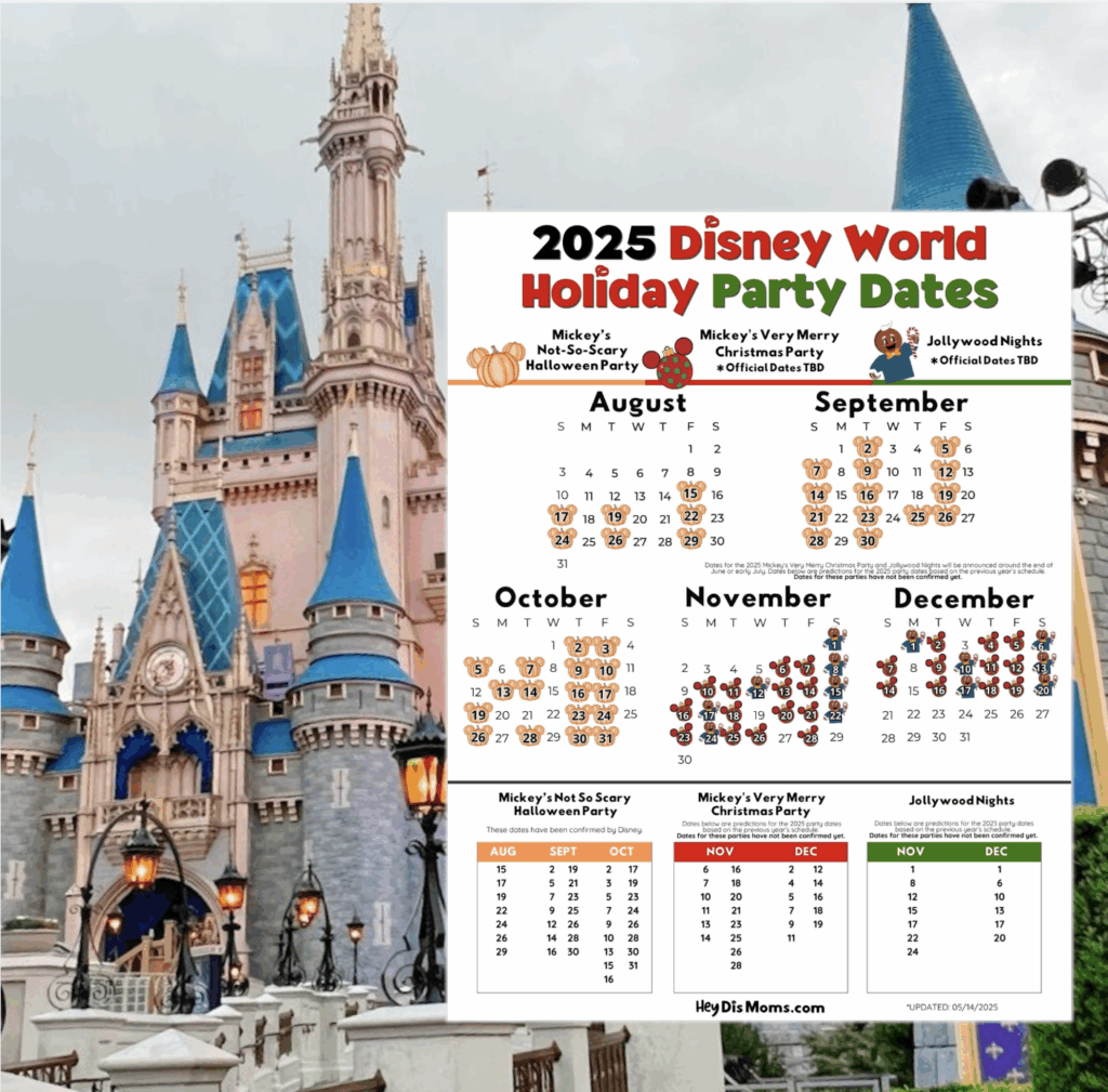2025 Dates For Disney World Holiday Parties Free Printable HeyDisMoms