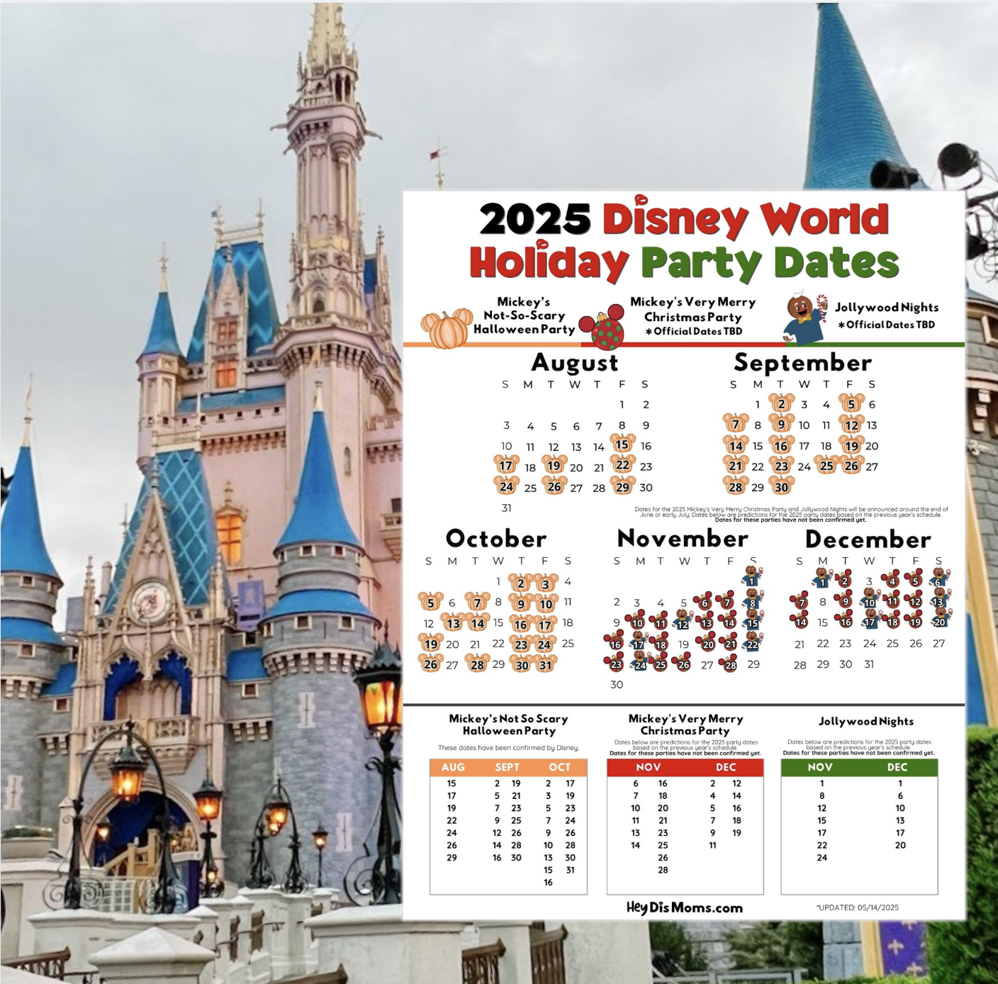 2025 Dates For Disney World Holiday Parties Free Printable HeyDisMoms