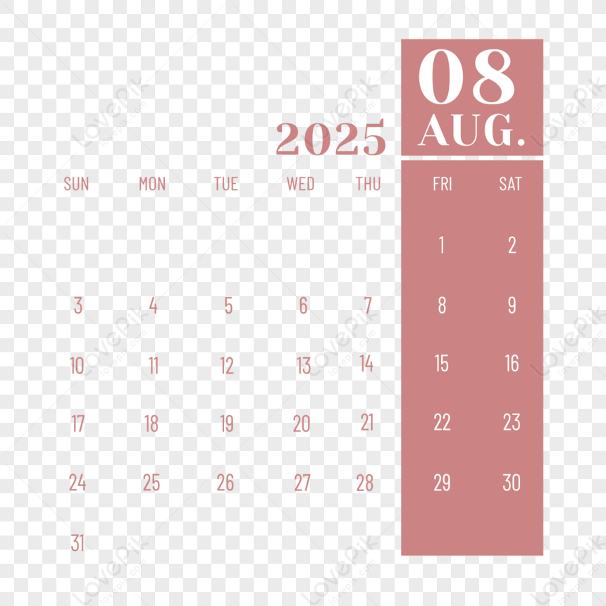 2025 English Calendar August Decoration Vector PNG Hd Transparent Image And Clipart Image For Free Download Lovepik 380731514