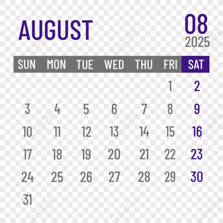 2025 English Calendar August Vector PNG Free Download And Clipart Image For Free Download Lovepik 380731543