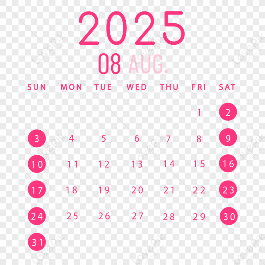 2025 English Calendar August Vector PNG Free Download And Clipart Image For Free Download Lovepik 380731543