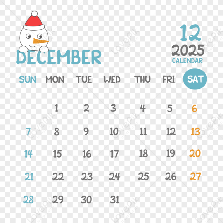 2025 English Calendar December Cartoon Vector PNG Image Free Download And Clipart Image For Free Download Lovepik 380731541