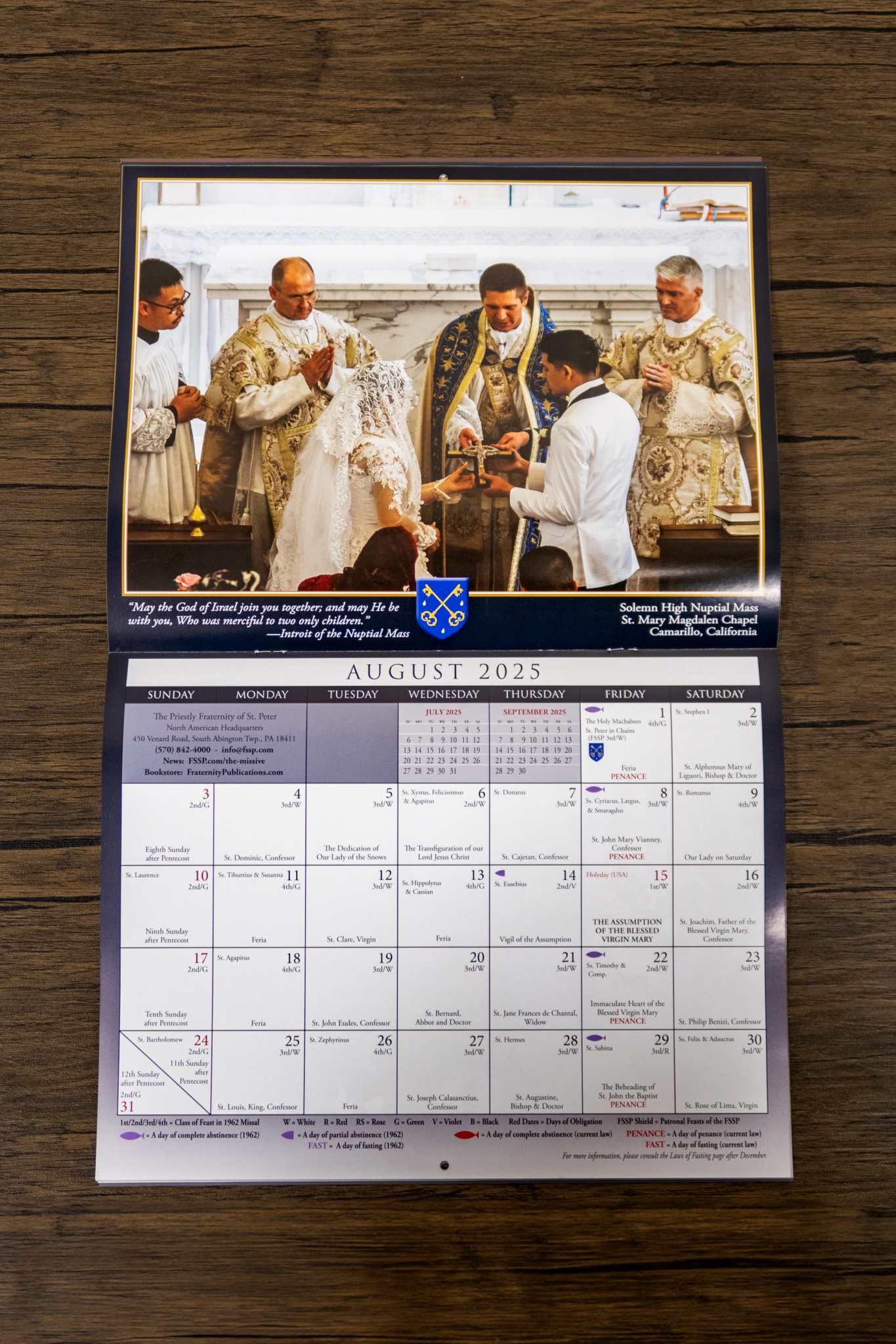 2025 Liturgical Calendar Fraternity Publications