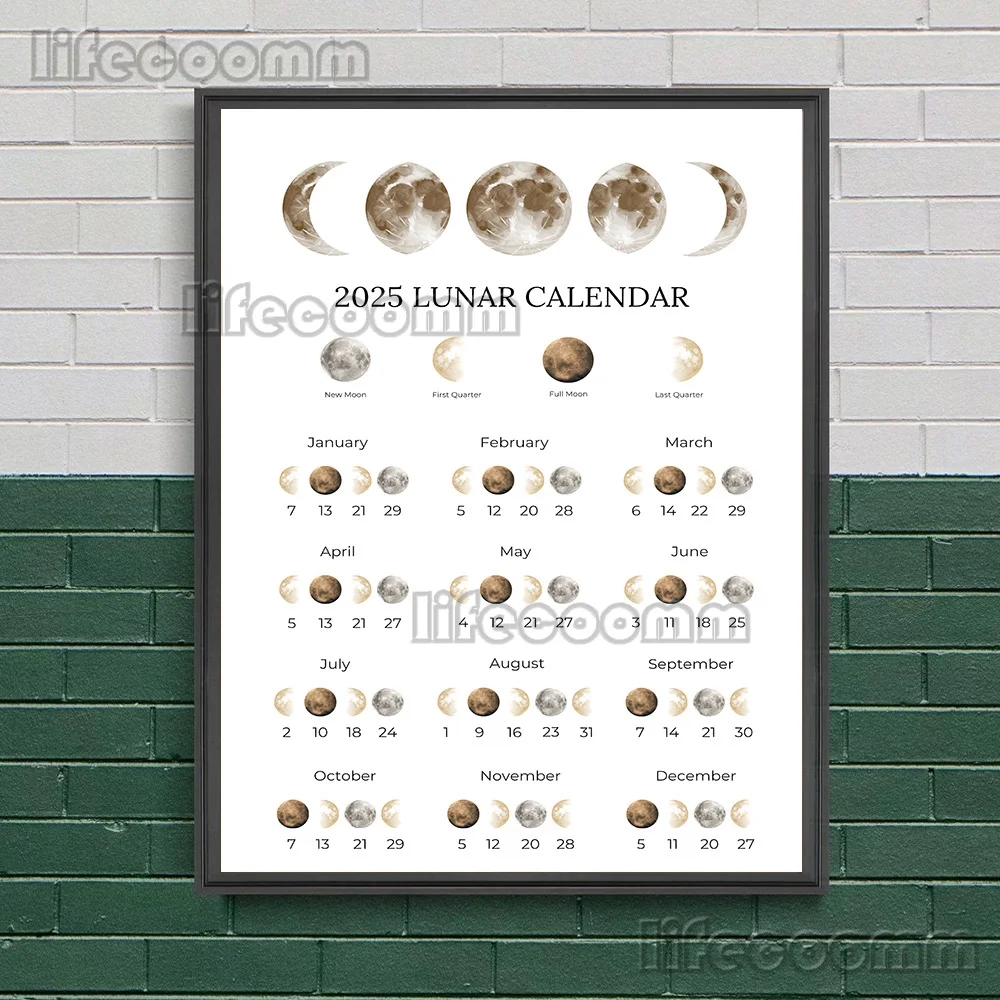 2025 Lunar Calendar With Phases Of Moon Wall Art Print Witchcraft Esoteric Calendar Art Poster Print Home Decoration Unframed AliExpress