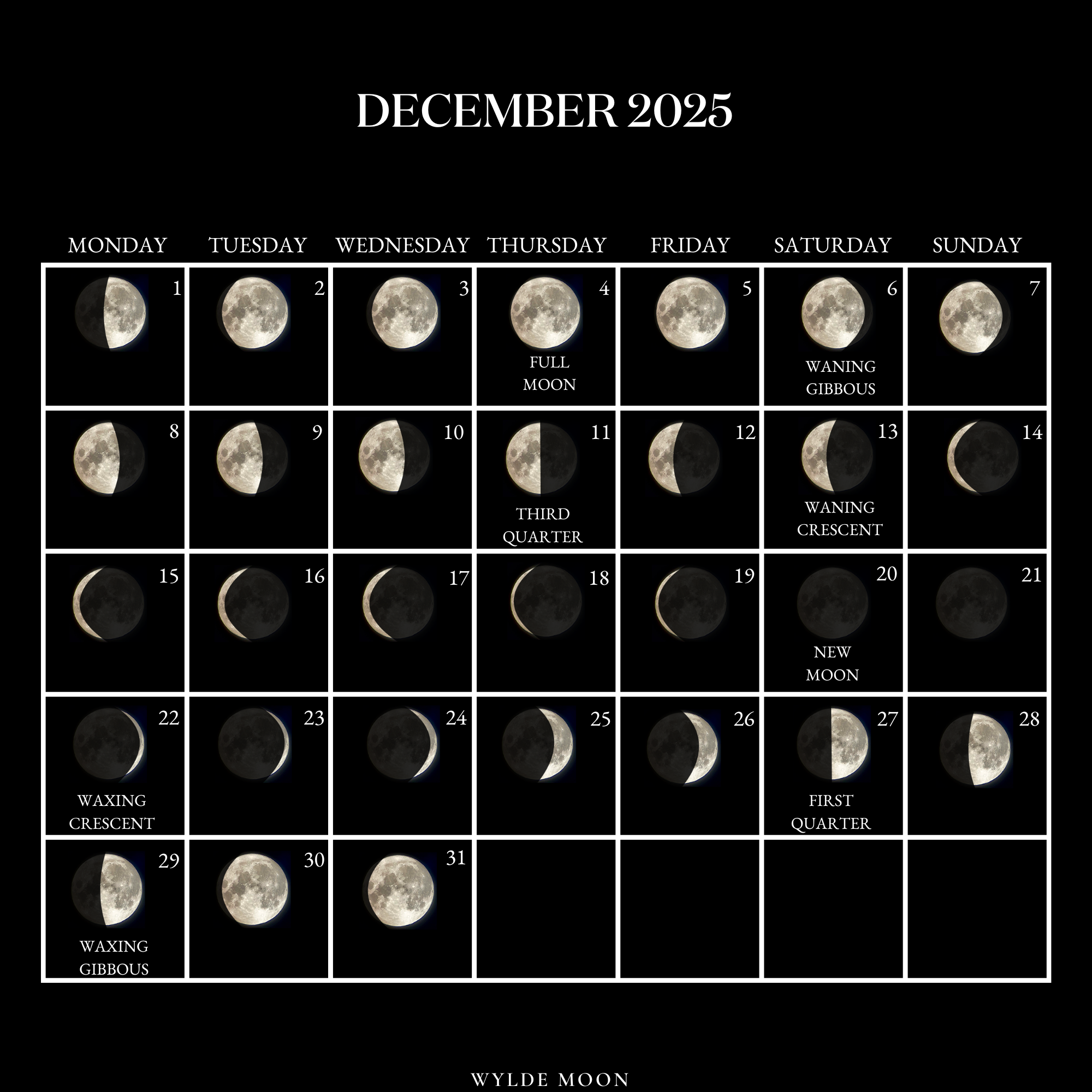 2025 Moon Calendar Every Phase And Stage Of The Moon 2025 Moon Calendar Every Phase And Stage Of The Moon