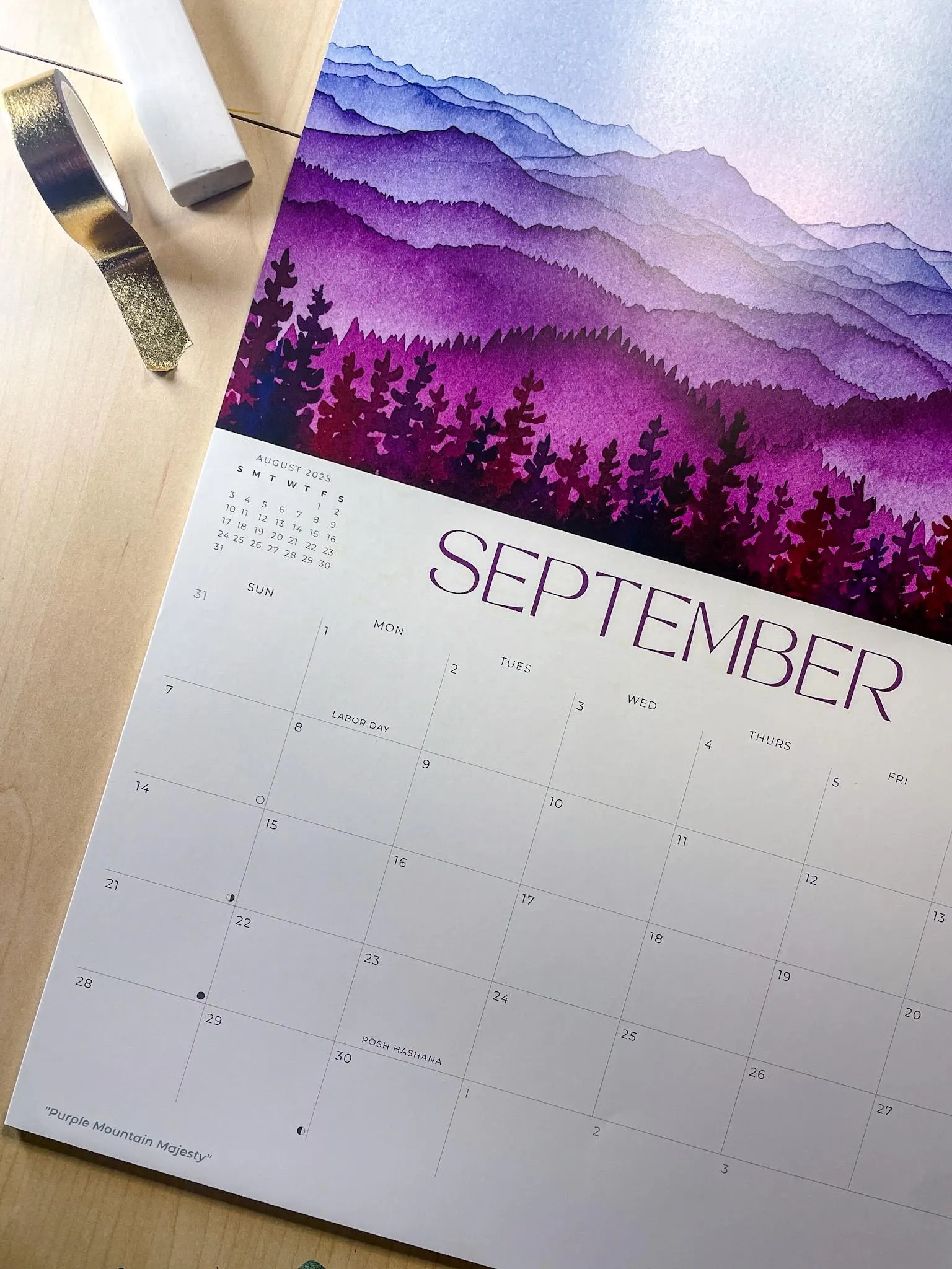 2025 Mountain Calendar Watercolor Mountain Art Hanging Wall Calendar Colorful Abstract Landscapes Etsy