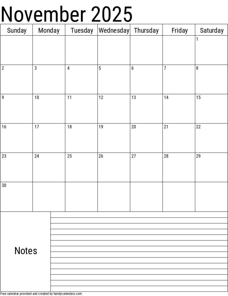 2025 November Calendars Handy Calendars