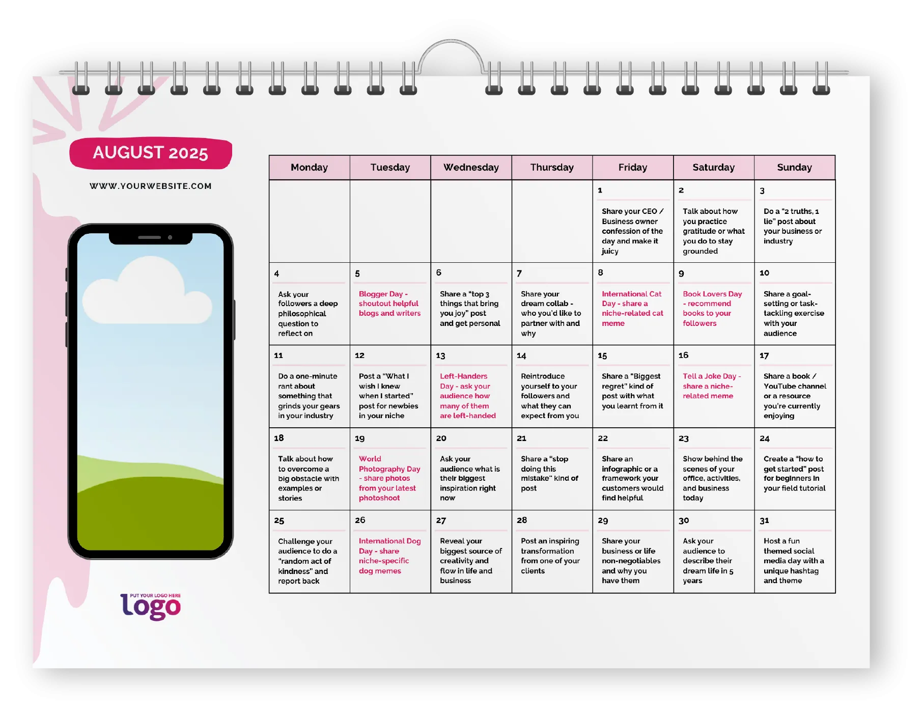 October 2025 Calendar Social Media