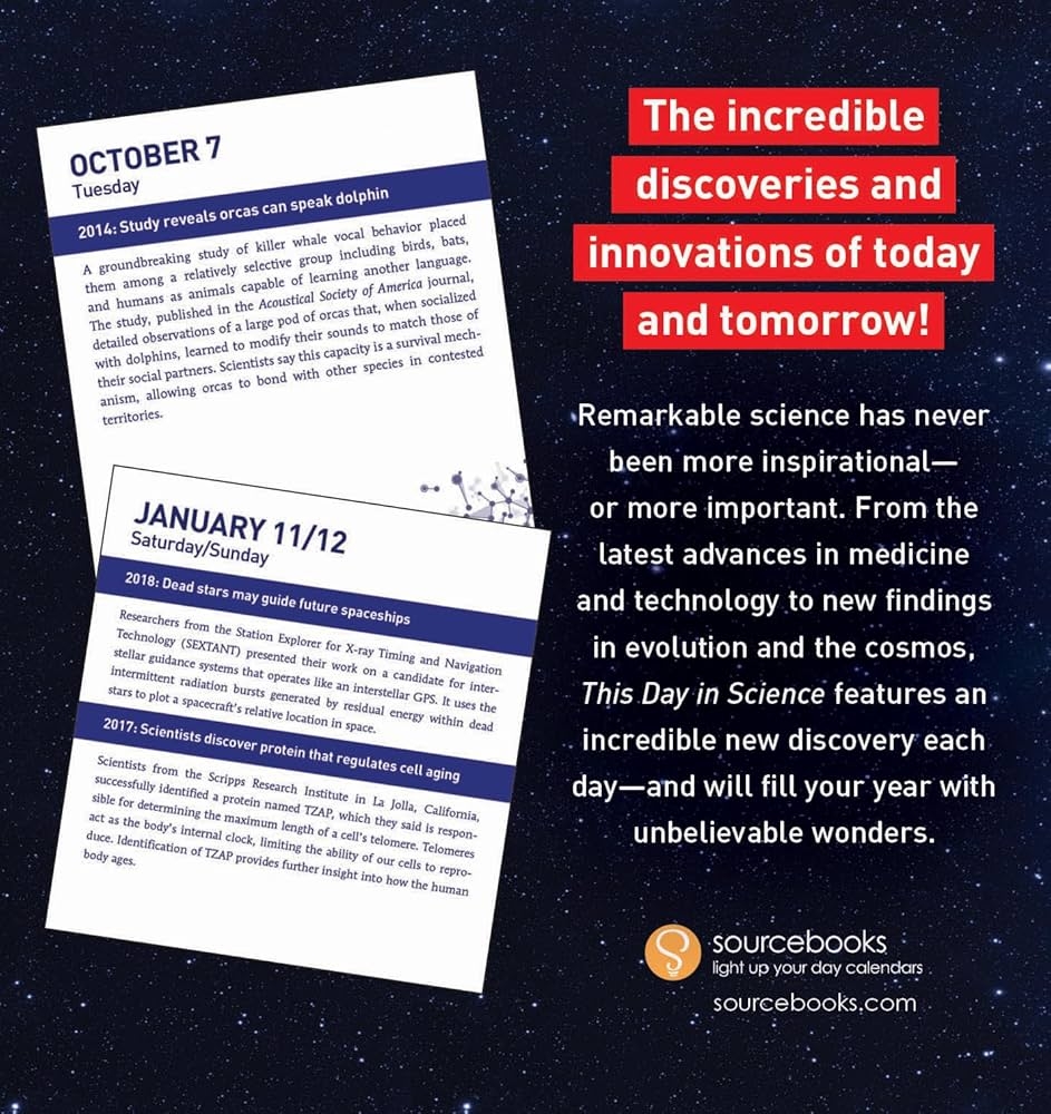 2025 This Day In Science Boxed Calendar 365 Groundbreaking Discoveries Inspiring People And Incredible Facts Daily Calendar Office Desk Gift For Him Or Her Sourcebooks 9781728293936 Amazon Books