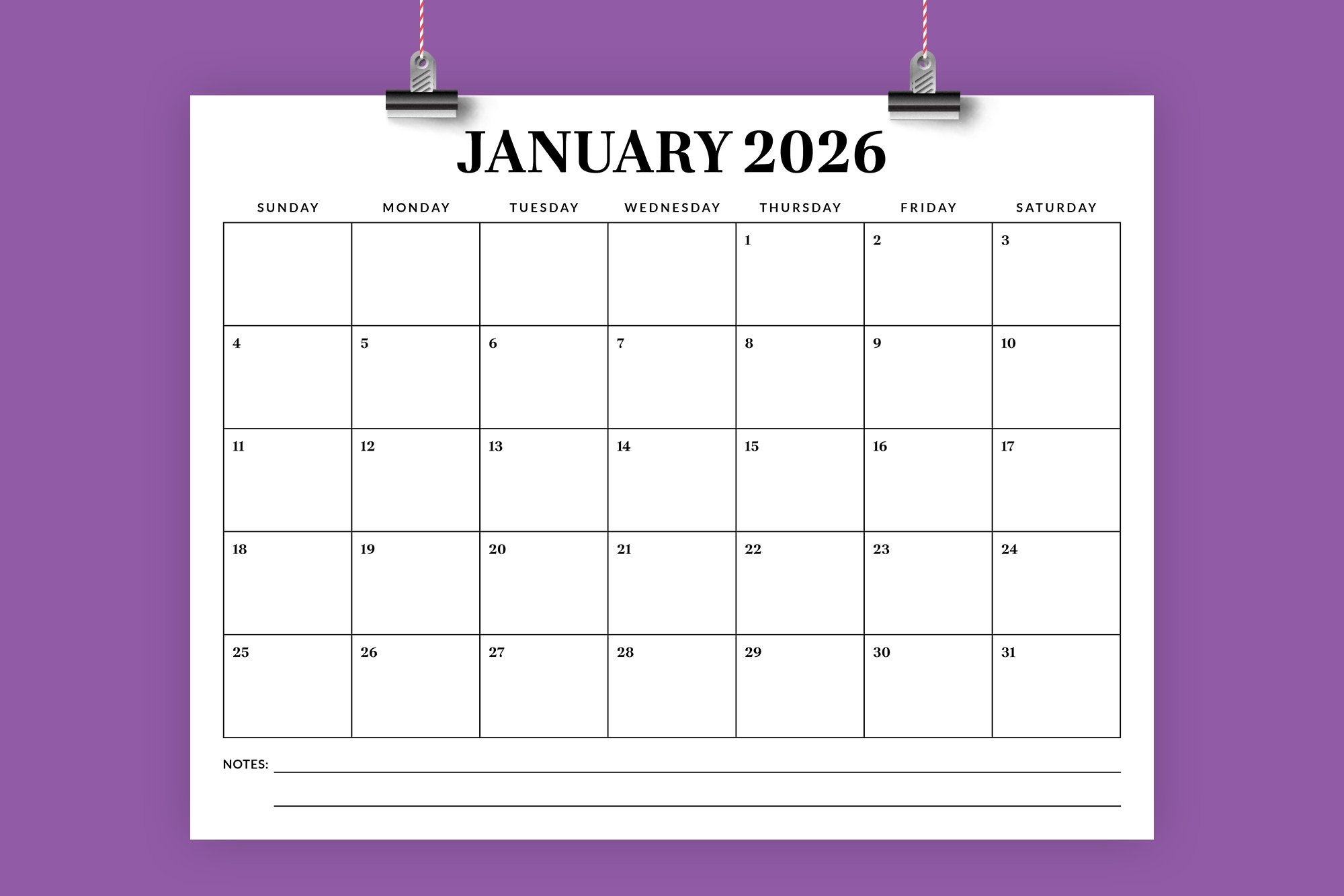 2026 8 5 X 11 Inch Calendar Template 2553822 