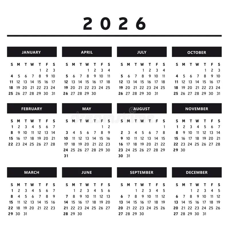 2026 Calendar English Stock Illustrations 2 239 2026 Calendar English Stock Illustrations Vectors Clipart Dreamstime