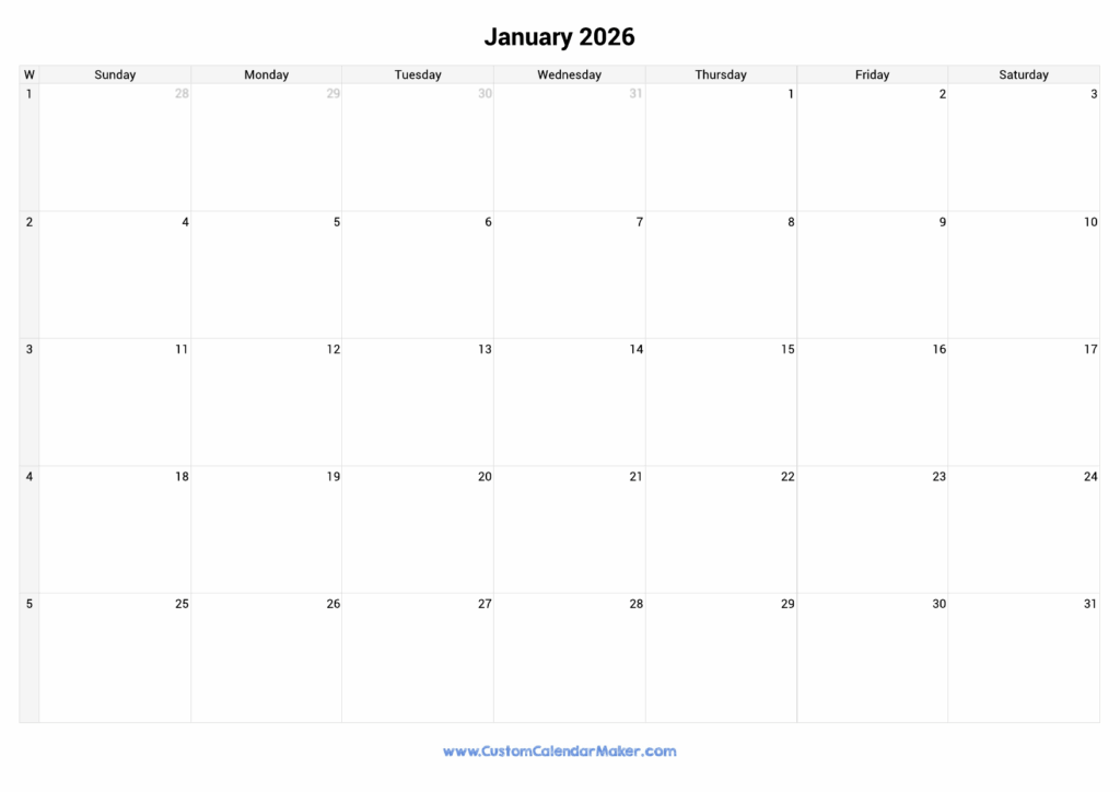 2026 Calendar With Week Numbers Custom Calendar Maker