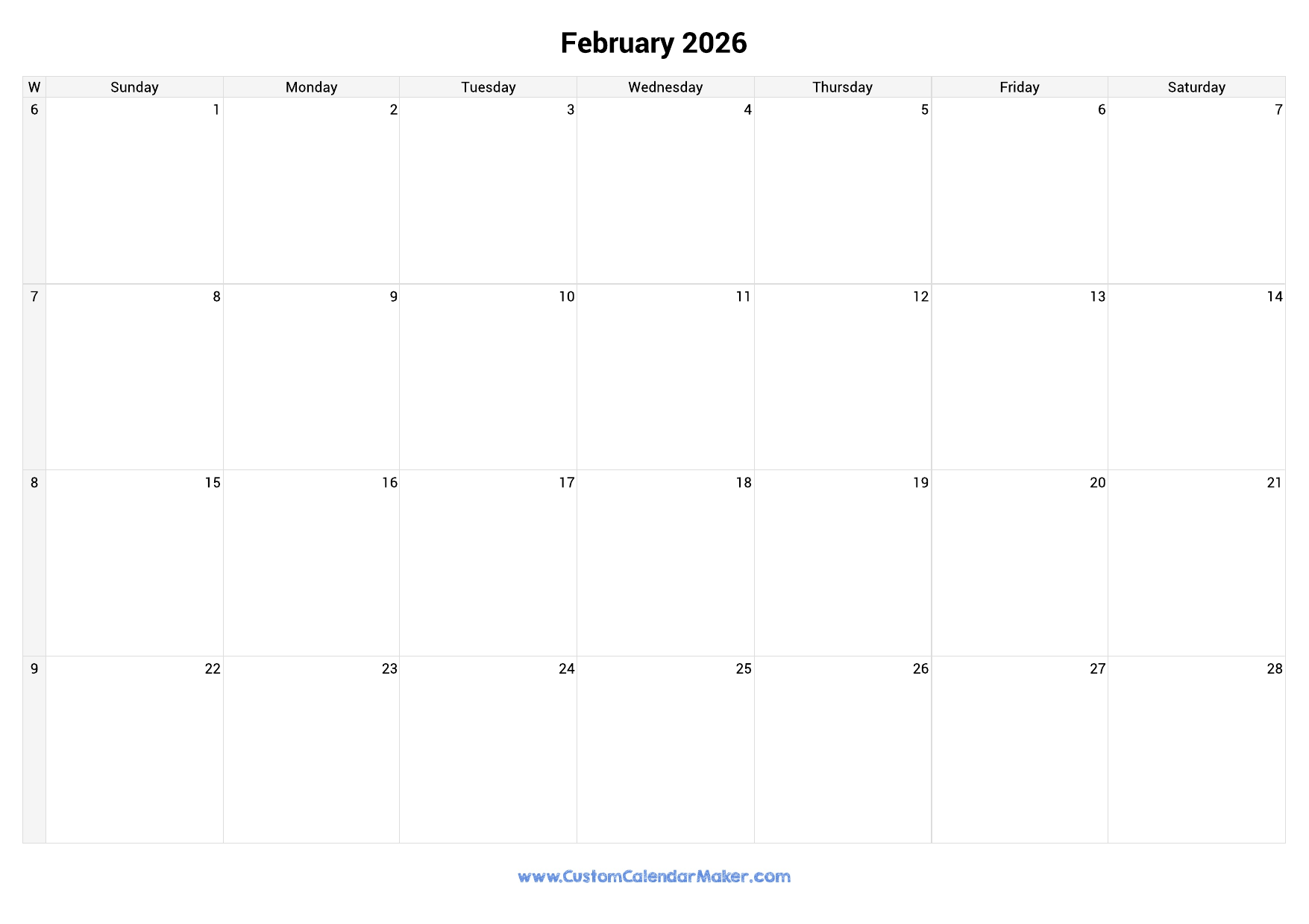 2026 Calendar With Week Numbers Custom Calendar Maker