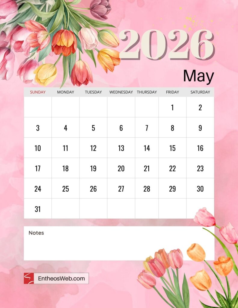 2026 Floral Month Calendar Printables EntheosWeb