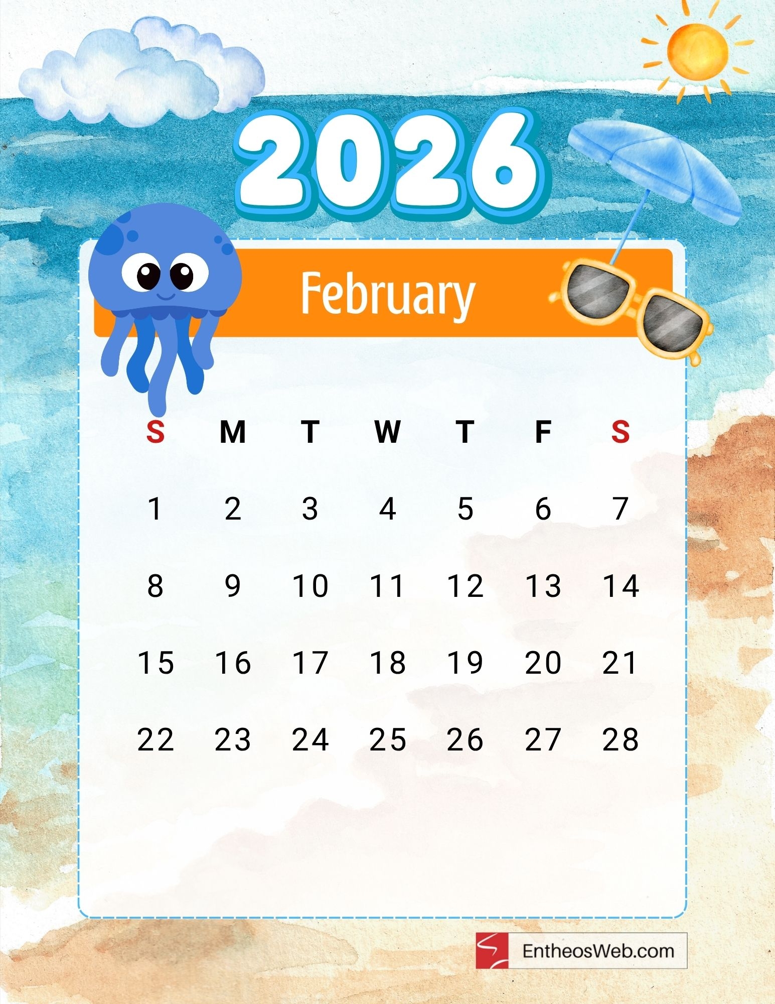 2026 Free Printable Calendar With Ocean Theme Download Now EntheosWeb