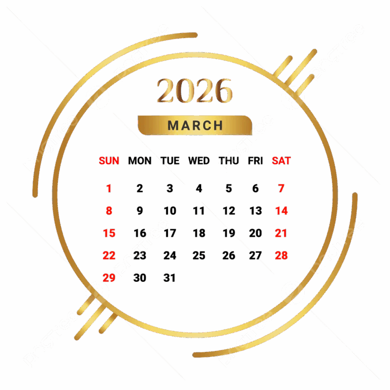 2026 March Month Calendar Golden And Black Vector Monthly Calendar Calendar March 2026 PNG And Vector With Transparent Background For Free Download