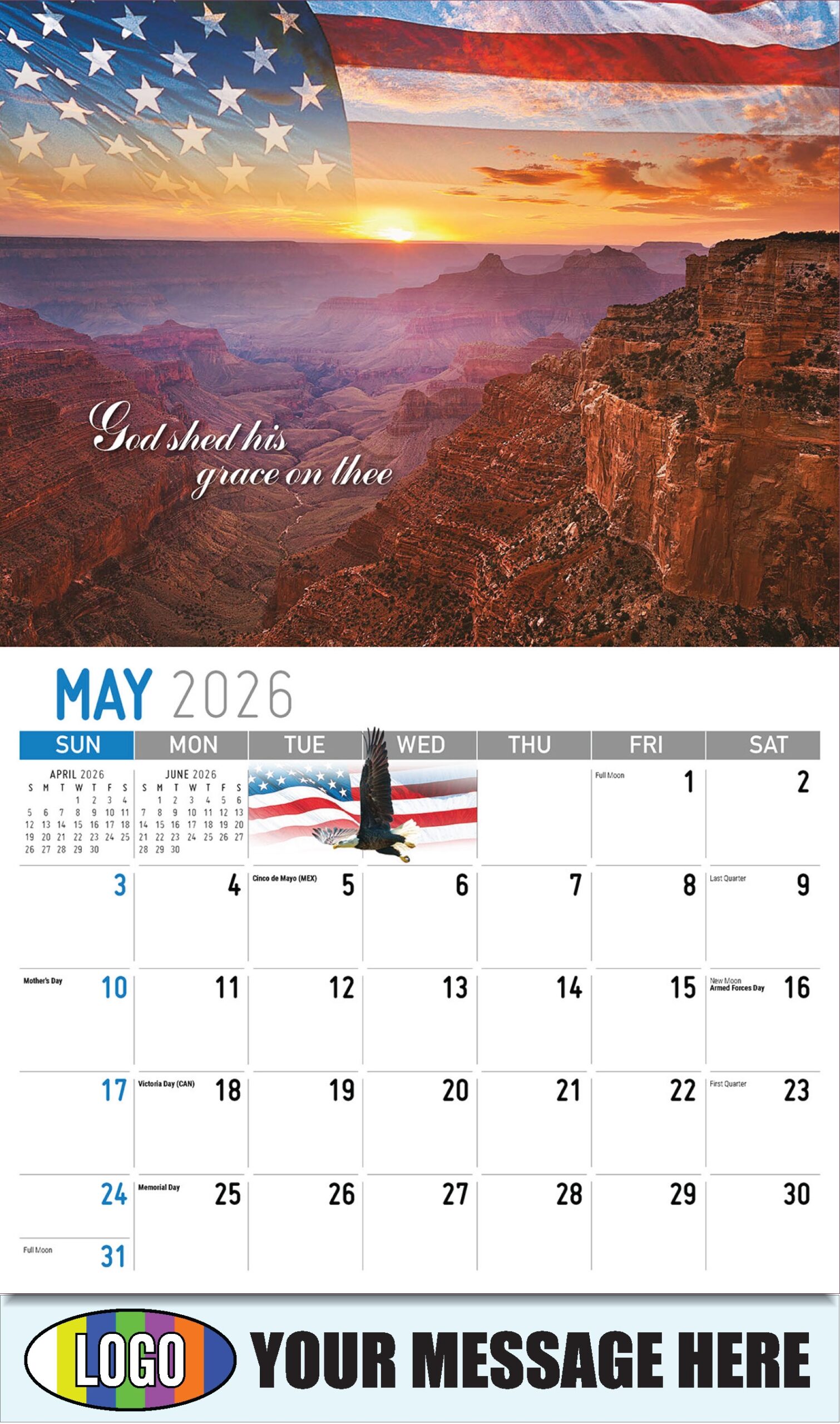 2026 Promotional Calendar America The Beautiful US Patriotism Calendar