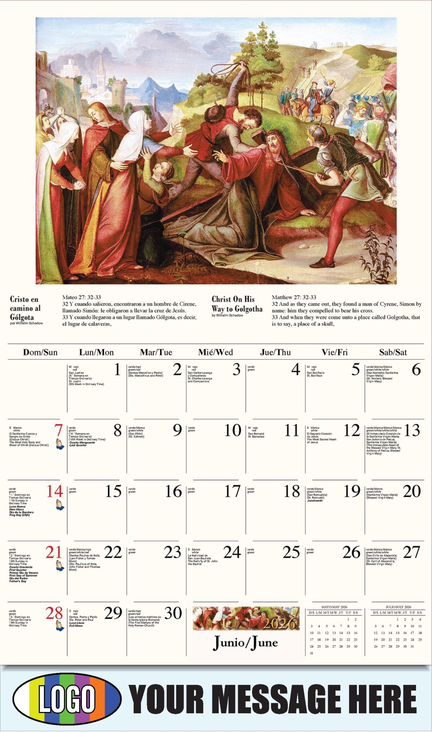 2026 Promotional Calendar Catholic Art Bilingual Low As 65 