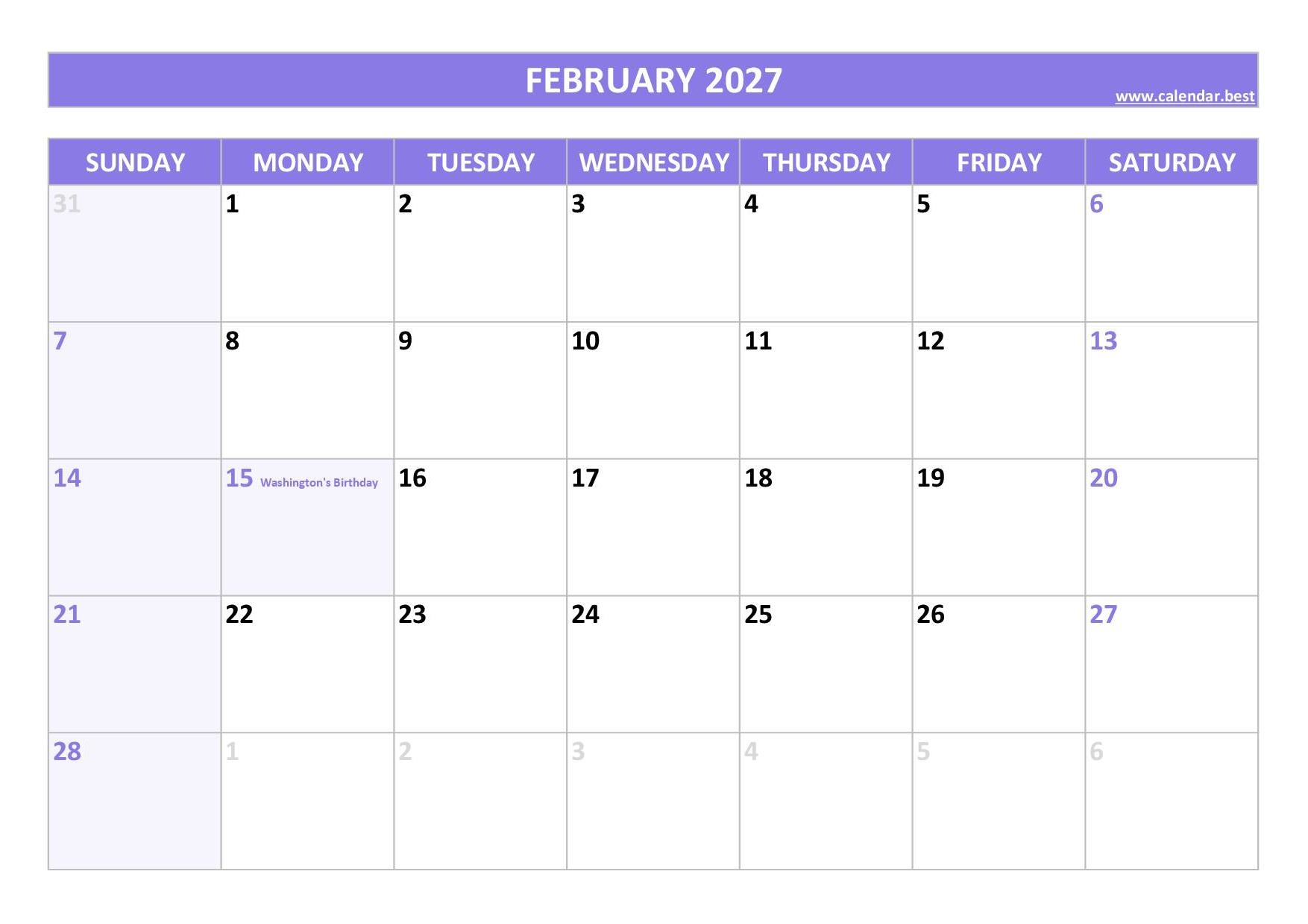 2027 Calendar With Holidays US Federal Holidays 