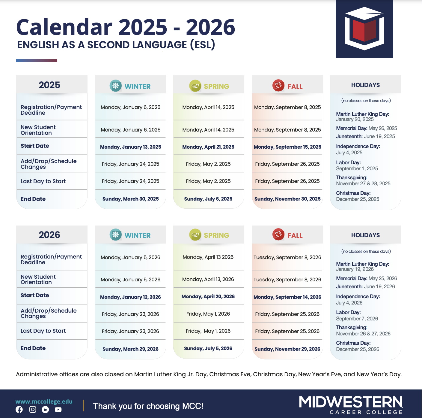 Academic Calendars