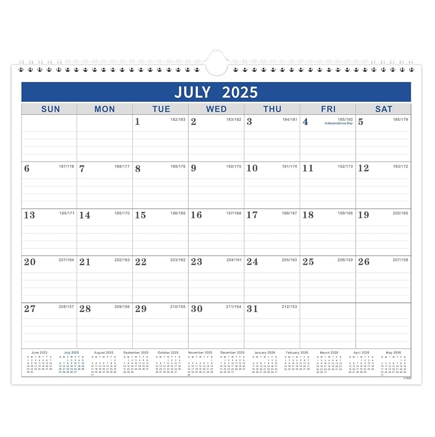 Amazon 2025 2026 Calendar 2025 2026 Wall Calendar From Jul 2025 Dec 2026 Wall Calendar 14 8 X 11 5 Calendar 2025 26 Wall With Julian Date Thick Paper Large Block Office Products