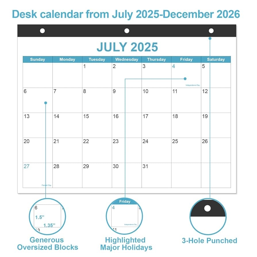 Amazon 2025 2026 Calendar For 3 Ring Binder Desk Calendar 2025 2026 From July 2025 December 2026 18 Months Calendar With Premium Paper 3 Hole Calendar 8 5 X 11 Blue Office Products Amazon 2025 2026 Calendar For 3 Ring Binder Desk Calendar 2025 2026 From July 2025 December 2026 18 Months Calendar With Premium Paper 3 Hole Calendar 8 5 X 11 Blue Office Products