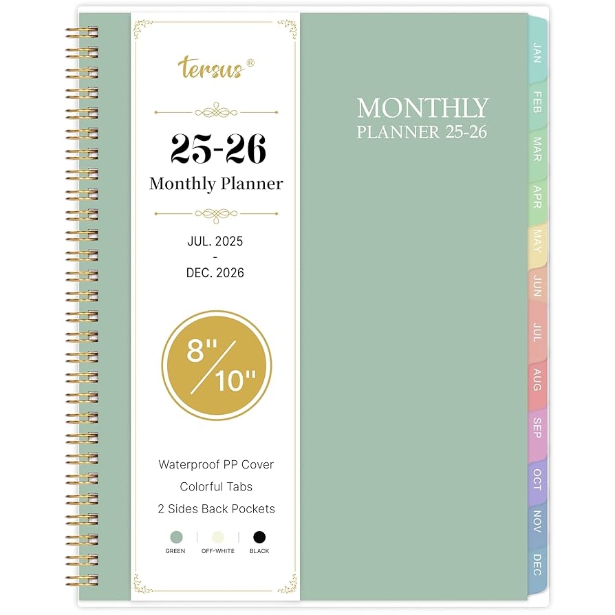 Amazon 2025 2026 Monthly Planner Monthly Calendar 2025 2026 8 X 10 Transparent PP Cover Colorful 18 Monthly Tabs JUL 2025 DEC 2026 Calendar Monthly Planner With 2 Sides Pockets Office Products