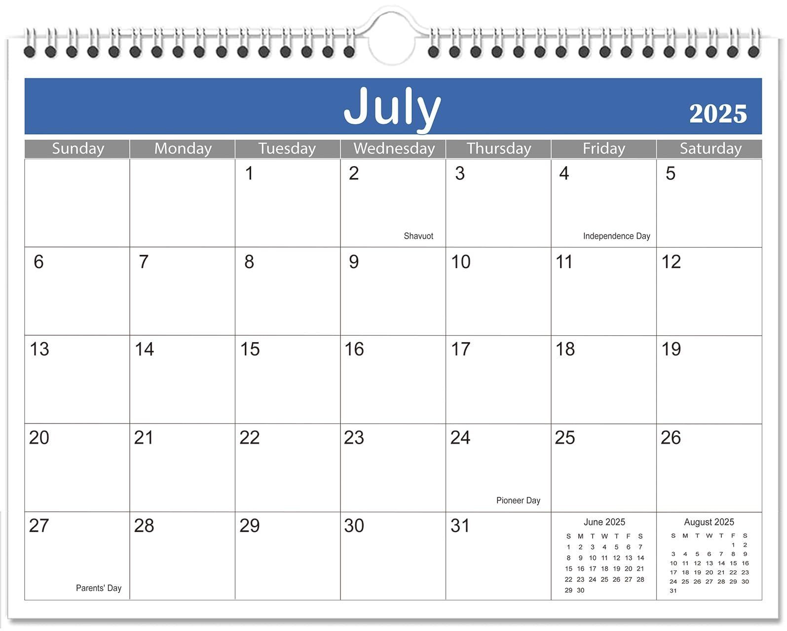 Amazon 2025 2026 Wall Calendar 2025 2026 Calendar 18 Month Calendar Runs From Jul 2025 Dec 2026 8 5 X 11 Strong Twin Wire Binding Thick Paper Sturdy Haning Hooks US Jewish Holidays Unisex