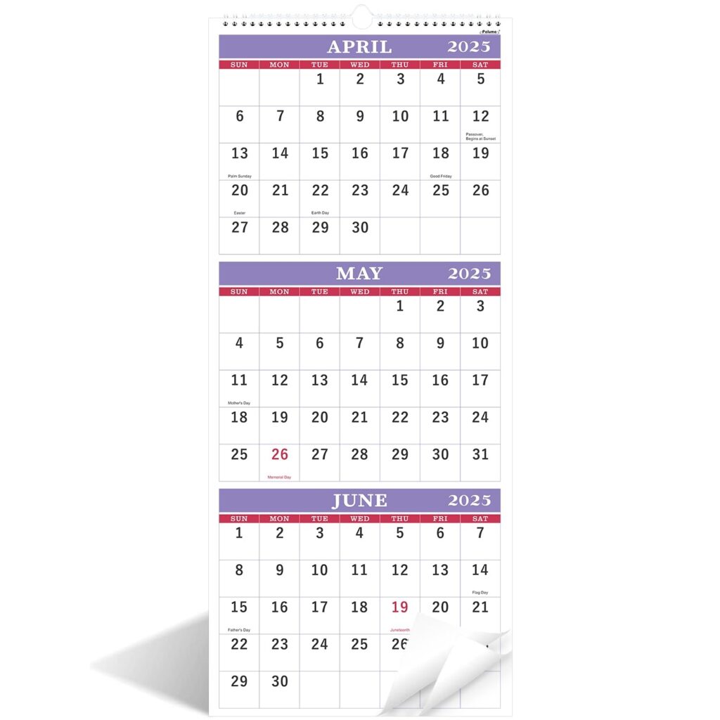 Amazon 2025 2026 Wall Calendar 3 Month Wall Calendar Display Folded In A Month May 2025 June 2026 11 25 X 26 3 Month Calendar 2025 2026 Purple Office Products