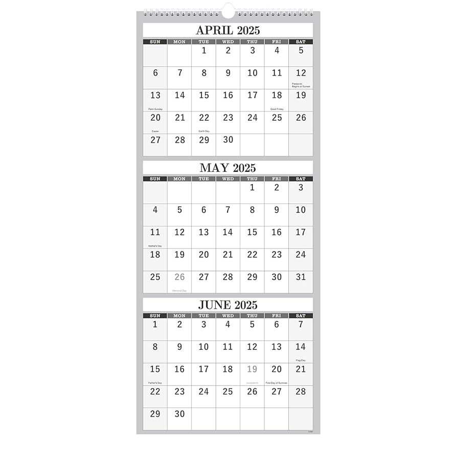 Amazon 2025 2026 Wall Calendar Apr 2025 Jul 2026 3 Month Calendar Vertical Display 3 Month Wall Calendar 2025 2026 11 X 26 Large Monthly Calendar Lay Flat Holidays Blocks Perfect For Planning Office Products