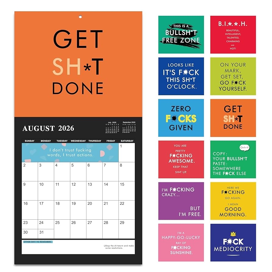 Amazon 2026 Calendar 2026 Wall Calendar Funny 12 Monthly Calendar Jan 2026 Dec 2026 12 X 12 Closed 12 X 24 Open Perfect Fun Gag Gift White Elegant Gifts With Hanging Holes Office Products