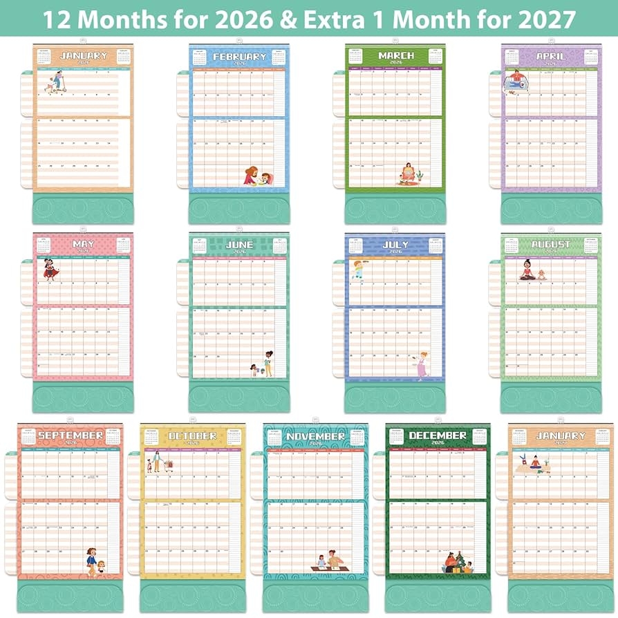 Amazon 2026 Calendar Mom Calendar 2026 Magnetic Calendars For Refrigerator Jan 2026 Dec 2026 11 81 x12 38 Family Calendars 2026 Fold out Wings Large Pocket Hanging Hook Office Products