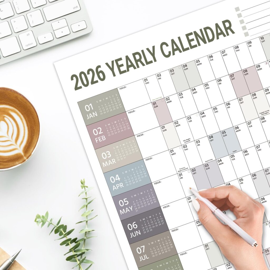 Amazon 2026 Yearly Wall Calendar 2026 Wall Calendar Jan 2026 Dec 2026 Yearly Wall Calendars 2026 With Julian Dates Thick Paper Round Sticks Large Wall Calendars 34 8 X 23 1 Open Office Products