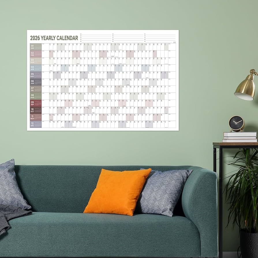 Amazon 2026 Yearly Wall Calendar 2026 Wall Calendar Jan 2026 Dec 2026 Yearly Wall Calendars 2026 With Julian Dates Thick Paper Round Sticks Large Wall Calendars 34 8 X 23 1 Open Office Products
