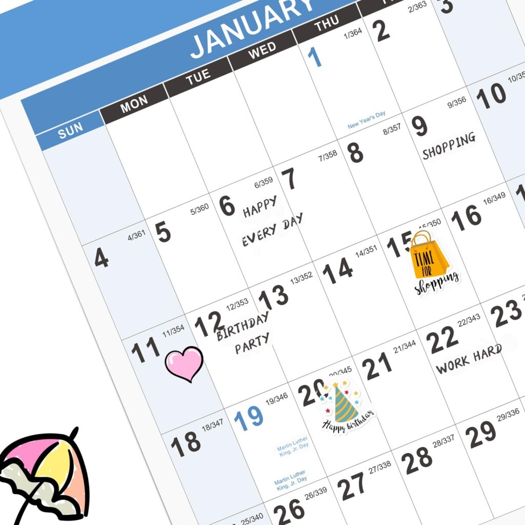 Amazon 2026 Yearly Wall Calendar 2026 Wall Calendar With Julian Date Jan 2026 Dec 2026 One Page For Organizing Premium Thick Paper Vertical Gift Pocket 34 8 X 22 8 Open Blue Office Products