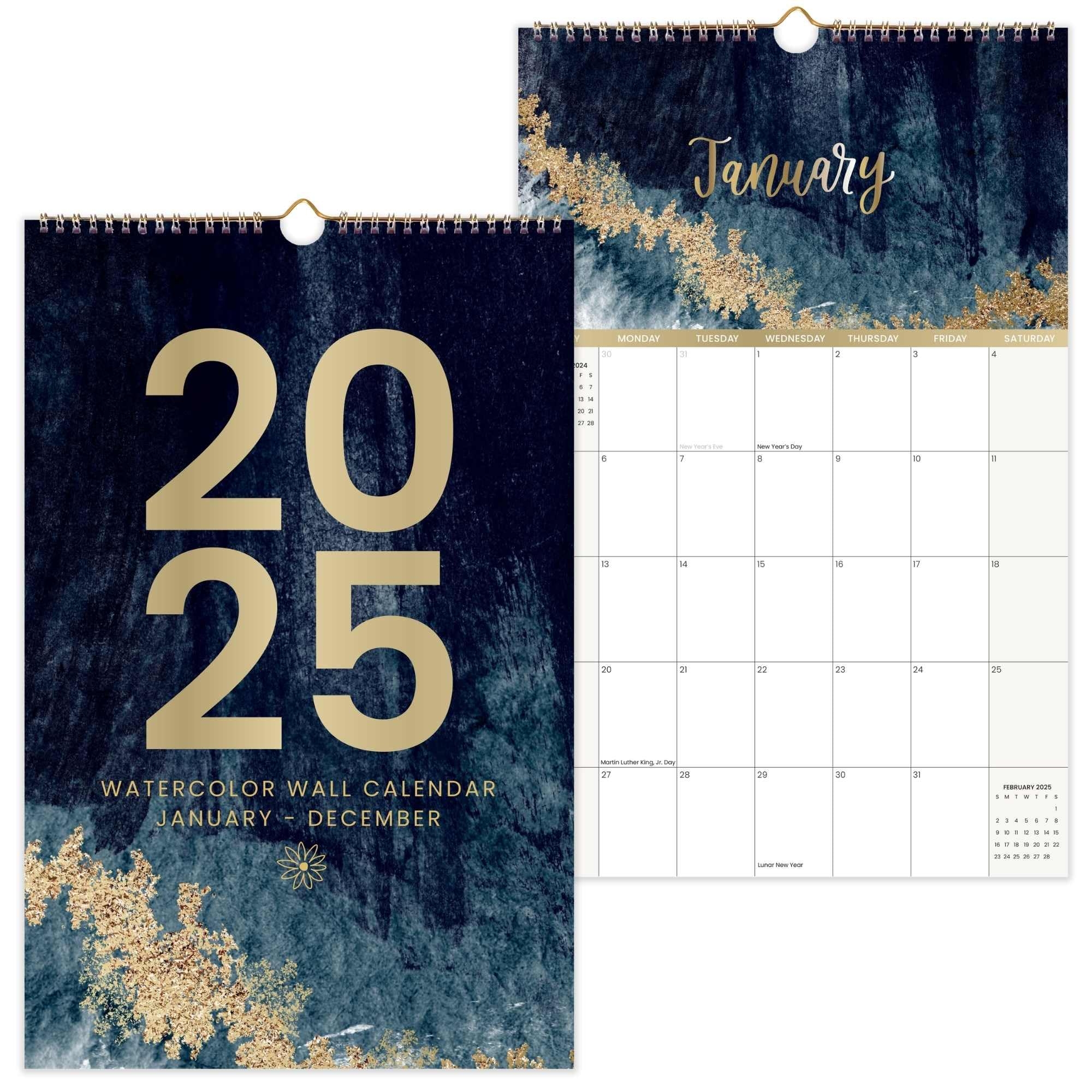 Amazon Bloom Daily Planners 2025 Calendar Year Monthly Hanging Wall Calendar January 2025 Through December 2025 Large 11 X 17 Watercolor Office Products