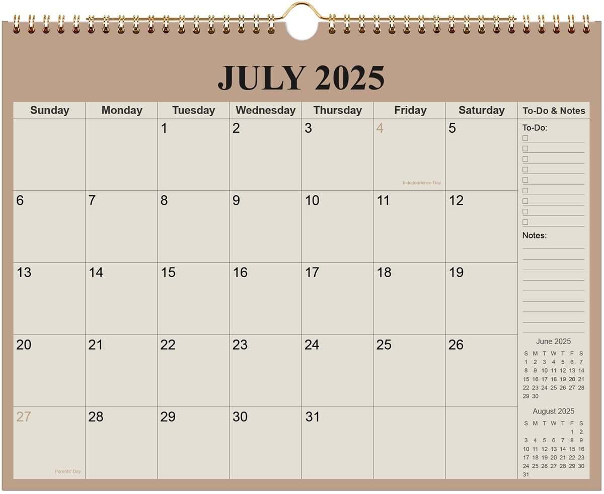 Amazon Calendar 2025 2026 Wall Calendar From July 2025 To December 2026 2025 2026 Wall Hanging Calendar Planner With Thick Paper 12 X 14 5 Beige Office Products