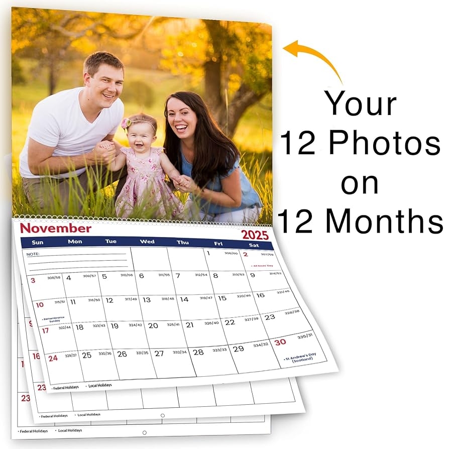 Amazon Custom Photo Wall Calendar 2025 For Home Office Print Your 13 Memories Make Your Own Personalized Calendar 2025 Customized Christmas Gift Large 11 X 17 Made In
