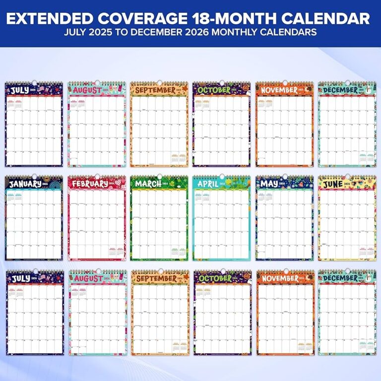 Amazon Decorably 18 Months Colorful Academic Vertical Wall Calendar 2025 July 2025 To December 2026 10x14 5in Spring Bound Calendar 2025 2026 Wall With Inspirational Quotes For Office And Home Planning Office Products
