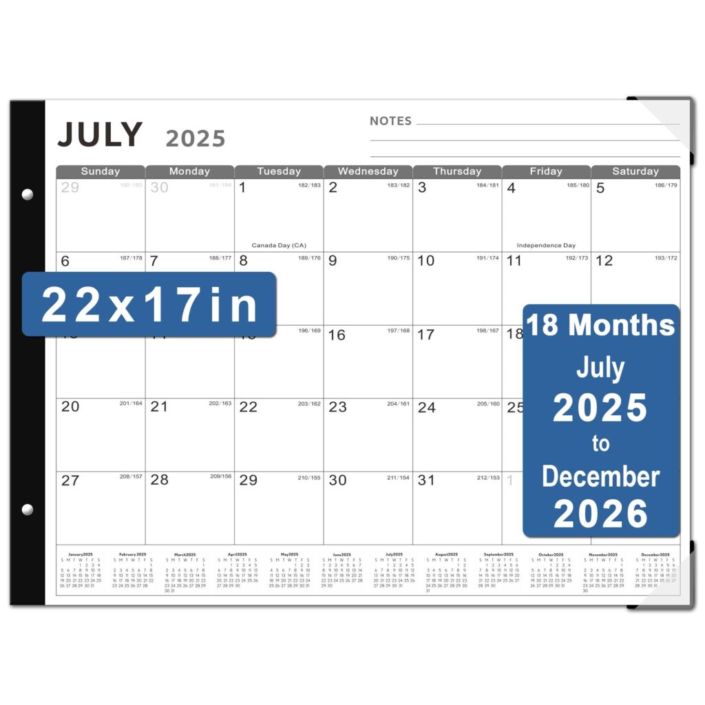 Amazon Desk Calendar 2025 2026 KOPEESY Large Calendar From July 2025 To December 2026 22 X 17 Desktop Calendar With Notes For Home Office And School Office Products