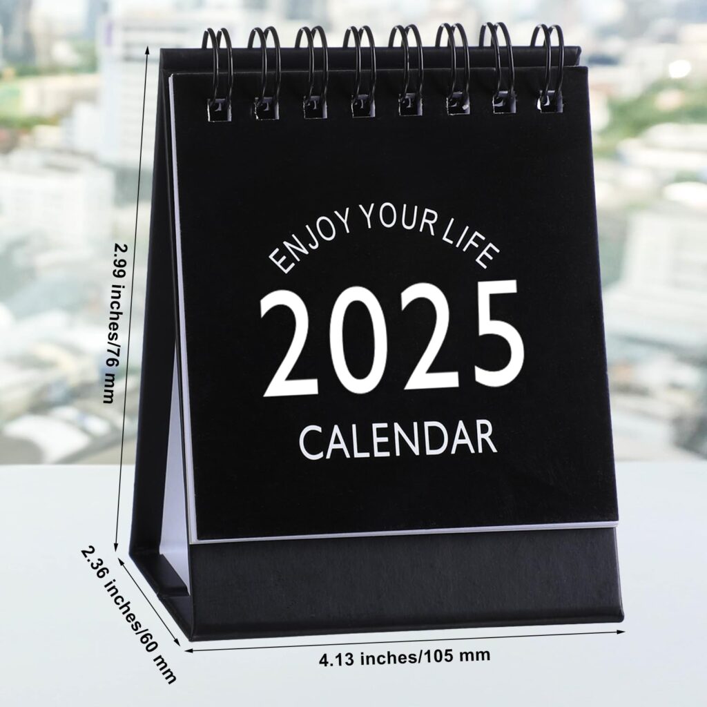 Amazon Kosiz 6 Pcs Mini Desk Calendar Nov 2025 dec 2026 Twin Wire Binding Standing Small Desktop Calendar Portable Small Flip With Stickers For Home Office Planning Organizing Black Office Products