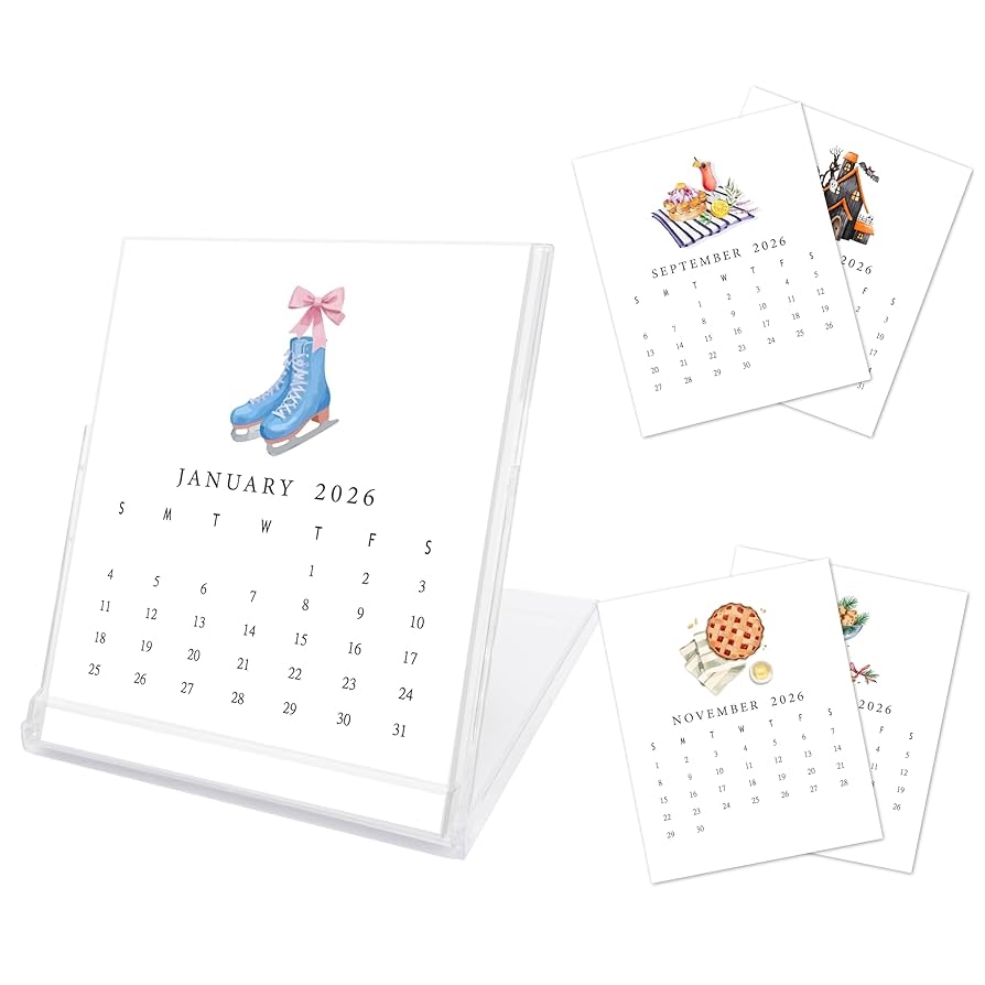 Amazon Mini Desk Calendar 2026 2027 18 Months Joyful CD Style Desk Calendars Runs From January 2026 Until June 2027 Small Desktop Calendar For Home Office Christmas Or Birthday Gifts For Women 01 Office Products