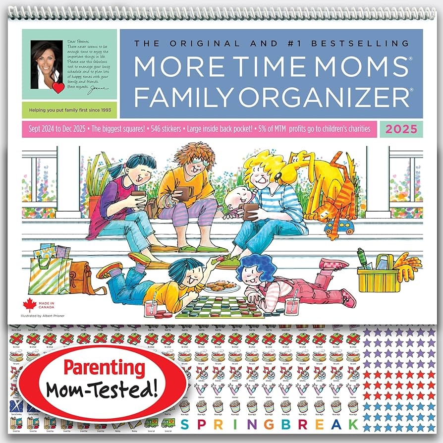 Amazon More Time Moms Family Organizer Calendar 2025 15x22 Inches September 2024 To December 2025 Wall Calendar Includes Large Grid Pocket 500 Stickers For Appointments Events Reminders Office Products