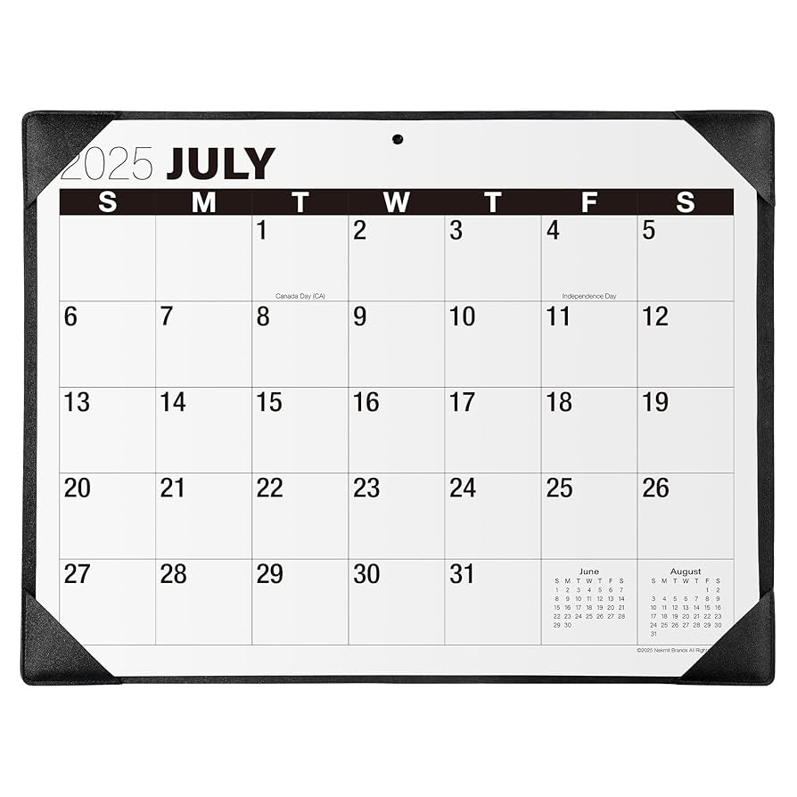 Amazon Nekmit Desk Calendar 2025 2026 Large Print Desk Calendar With Desktop Mat 21 X 16 1 2 Runs From January 2025 To June 2026 For Home And Office Black Office Products