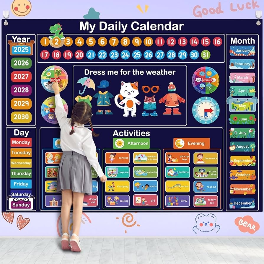 Amazon Perpetily My Daily Calendar For Kids 3 3Ft Felt Board For Toddler Kids Gifts Preschool Calendar For Classroom Circle Time Learning Center Days Of The Week For Toddlers Learning Calendar For Home